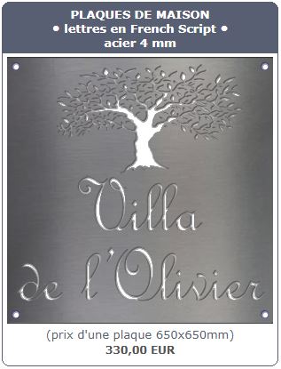 Plaques de maison ou de rue personnalisées en acier