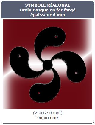 Croix basque en fer forgé symbole traditionnel basque avec thermolaquage noir mat