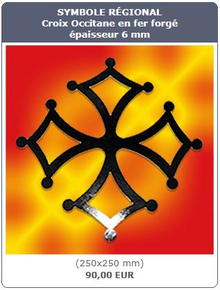 Croix occitane en fer forgé symbole de l'Occitanie avec thermolaquage noir brillant