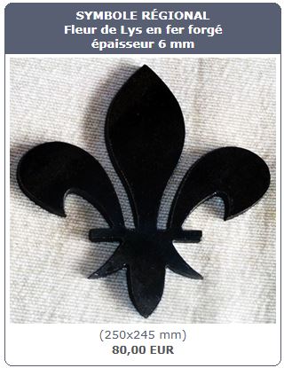 Fleur de Lys en fer forgé symbole de la France avec thermolaquage noir mat