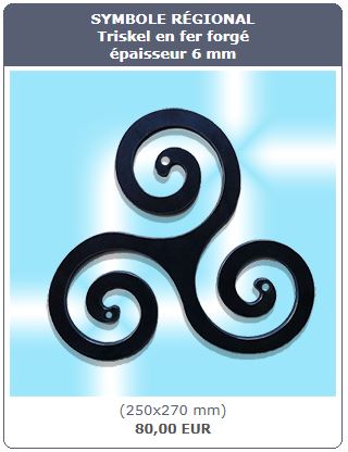 Triskel en fer forgé symbole celte avec thermolaquage en noir mat