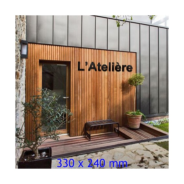 Lettres en Arial pour votre nom de maison ou de commerce en fer forgé, 6 mm d'épaisseur. Hauteur 330 x 240 mm