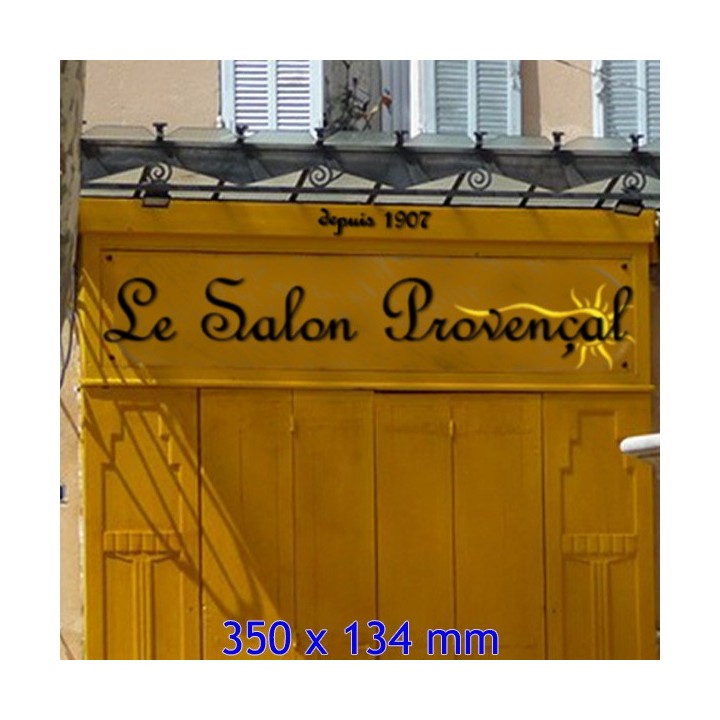 Nom de maison en fer forgé, police de caractères French Script, épaisseur 6 mm, dimensions 350 x 134 mm