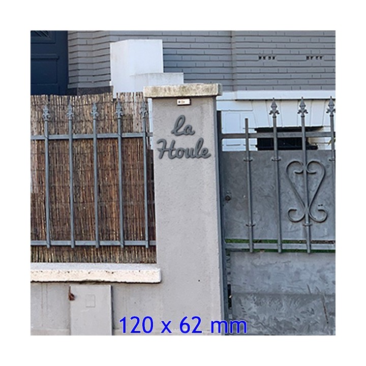 Lettres pour nom de maison en caractères Pacifico avec des lettres hauteur 120 x 62 mm 6 mm d'épaisseur